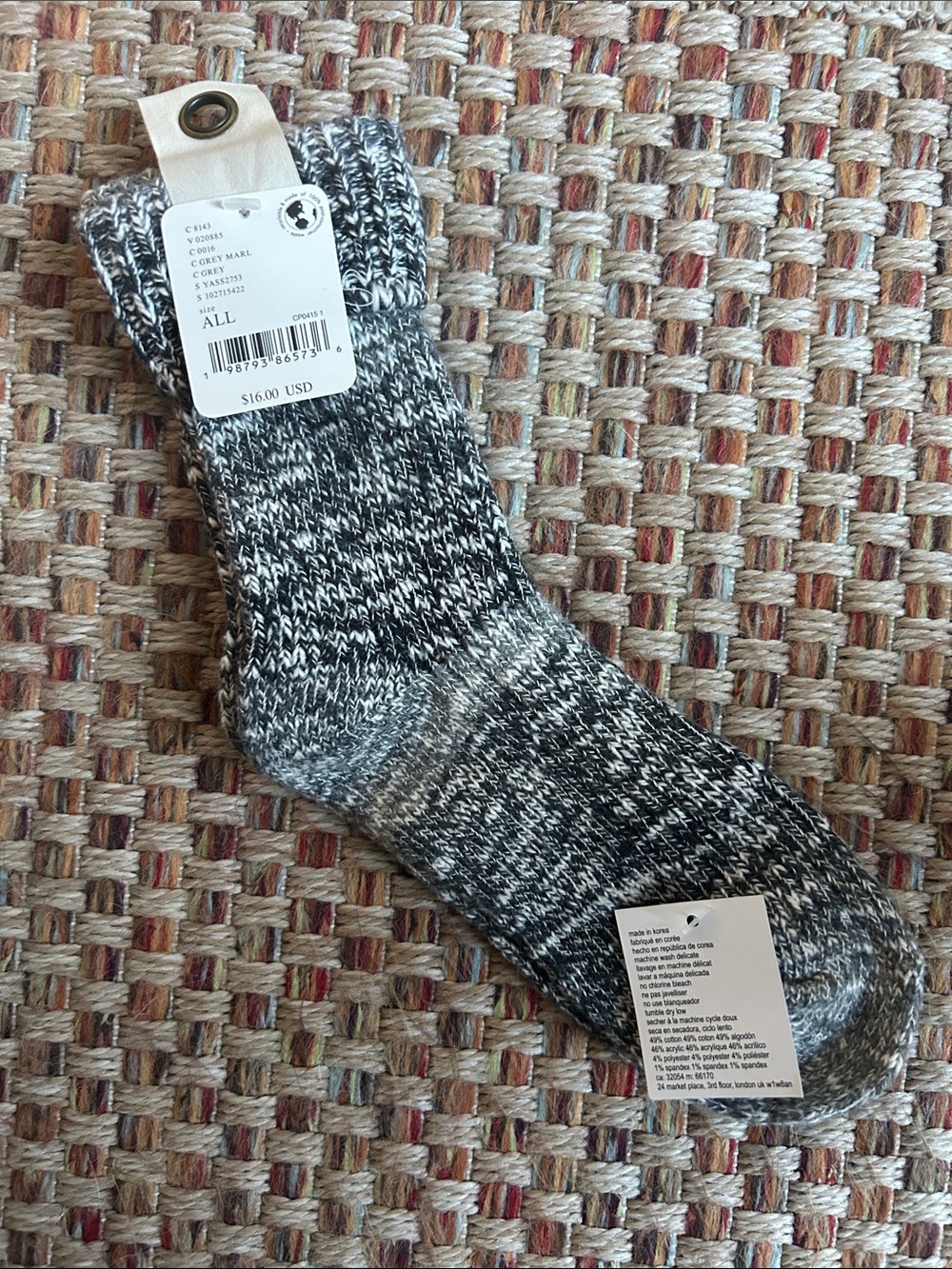 Free People Marled Crew Socks - Black & White